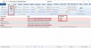 Cracked password using Hash Suite