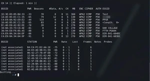 Aircrack-ng terminal example